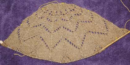 just over 1/7 of Elann's Flower Petal shawl.